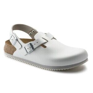Birkenstock Tokio Super Grip Clogs White Leather Backstrap EU 41 L10 M8 NEW